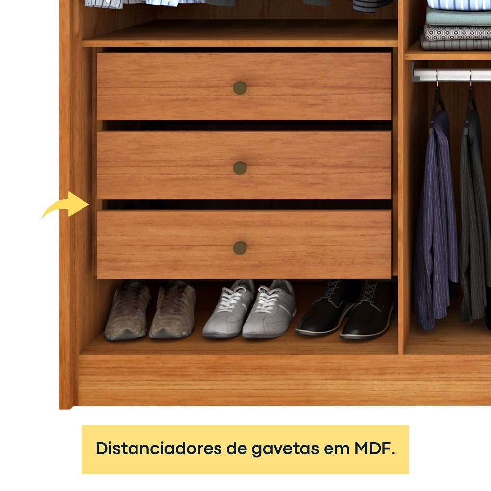 Guarda Roupa Casal 100% Mdf 6 Portas 6 Gavetas Fortuna Tcil Tcil Móveis Guarda Roupa Casal Fortuna 1 - 13