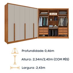 Guarda Roupa Casal 100% Mdf 6 Portas 6 Gavetas Fortuna Tcil Tcil Móveis Guarda Roupa Casal Fortuna 1 - 3