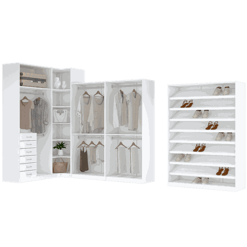 KIT CLOSET MODULAR 3 ALTURAS DIFERENTES 100% MDF M509.B MUNDI MOVEIS