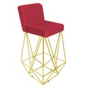 Ver imagem 2 de Kit 10 Banqueta Alta Com Encosto Loki Cozinha Bar Balcão Bistrô Ferro Dourado Suede Vermelho -