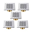 Ver imagem 1 de Ralo Inox 10x10 Lavabo Kit 5 Uni Banheiro Anti Odor Anti Inseto Resistente Cozinha Lavanderia Quinta