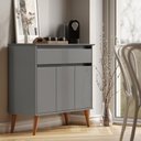 Ver imagem 1 de Aparador Buffet Zeus 93cm 3 Portas Gaveta Sala de Jantar MDF: Cinza