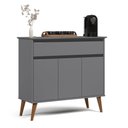 Ver imagem 2 de Aparador Buffet Zeus 93cm 3 Portas Gaveta Sala de Jantar MDF: Cinza
