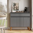 Ver imagem 7 de Aparador Buffet Zeus 93cm 3 Portas Gaveta Sala de Jantar MDF: Cinza