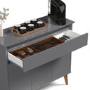 Ver imagem 5 de Aparador Buffet Zeus 93cm 3 Portas Gaveta Sala de Jantar MDF: Cinza