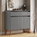 Ver imagem 4 de Aparador Buffet Zeus 93cm 3 Portas Gaveta Sala de Jantar MDF: Cinza