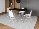 Ver imagem 1 de Mesa Industrial Base Ferro Branco em  V  Tampo 137x90 Preto 4 Cadeiras Eames Assento Branco Ferro Br