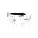 Ver imagem 2 de Mesa Industrial Base Ferro Branco em  V  Tampo 137x90 Preto 4 Cadeiras Eames Assento Branco Ferro Br