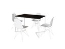 Ver imagem 2 de Mesa Industrial Base Ferro Branco em  V  Tampo 137x90 Preto 4 Cadeiras Eames Assento Branco Ferro Br