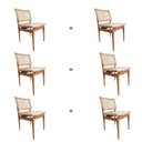 Ver imagem 1 de Conjunto de 6 Cadeiras Madeira Maciça Detalhe de Tela Sextavada e Assento Em Linho Personal Decor Ca