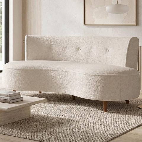 Sofá 2 Lugares para Sala Living 135cm Pés Palito Korah K04 Bouclê Bege - Mpozenato