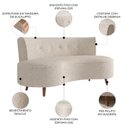 Ver imagem 3 de Sofá 2 Lugares para Sala Living 135cm Pés Palito Korah K04 Bouclê Bege - Mpozenato