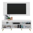 Ver imagem 4 de Rack Com Painel E Suporte Tv 65" Retrô Com Espelho Flórida Multimóveis V3142 Branco/Natural