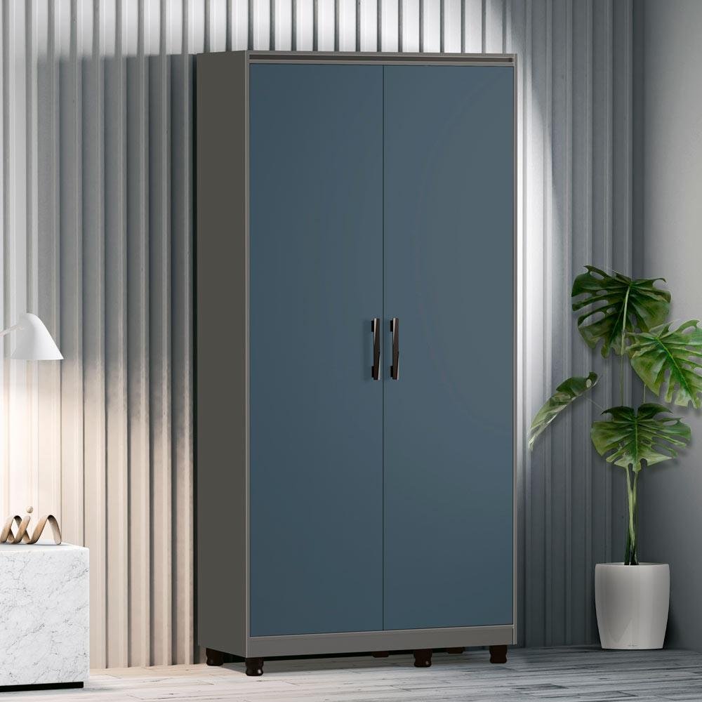 FLECHA 2本セット 青 グレー Armário Multiuso 2 Portas 5 Nichos Grafite Azul Alfa Fênix