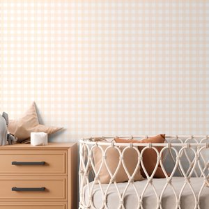 Papel de Parede Infantil Xadrez Vichy Bege