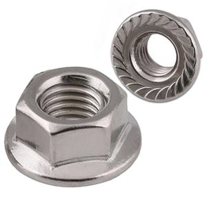 50 Peças - Porca Sextavada Flangeada com Serrilha M5 Inox