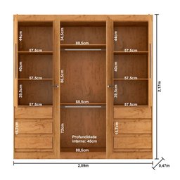 Guarda Roupa Casal 4 Portas 6 Gavetas 1477-96 Araplac - 9