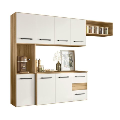 Armario Cozinha 7 Portas e 2 Gavetas Juliete Freijo-off White Freijo-off White