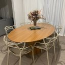 Ver imagem 2 de Mesa de Jantar Cone Oval 160x90 Cm Base Madeira Freijó Tampo Freijó