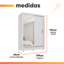 Ver imagem 6 de Guarda Roupas Solteiro com Espelho 2 Portas de Correr 2 Gavetas Bélgica Andirá