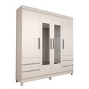 Ver imagem 3 de Guarda-roupa Casal Romenia 4 Portas 6 Gavetas Branco - Panorama Móveis