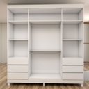 Ver imagem 5 de Guarda-roupa Casal Romenia 4 Portas 6 Gavetas Branco - Panorama Móveis