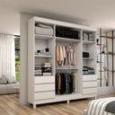 Ver imagem 2 de Guarda-roupa Casal Romenia 4 Portas 6 Gavetas Branco - Panorama Móveis