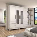 Ver imagem 1 de Guarda-roupa Casal Romenia 4 Portas 6 Gavetas Branco - Panorama Móveis