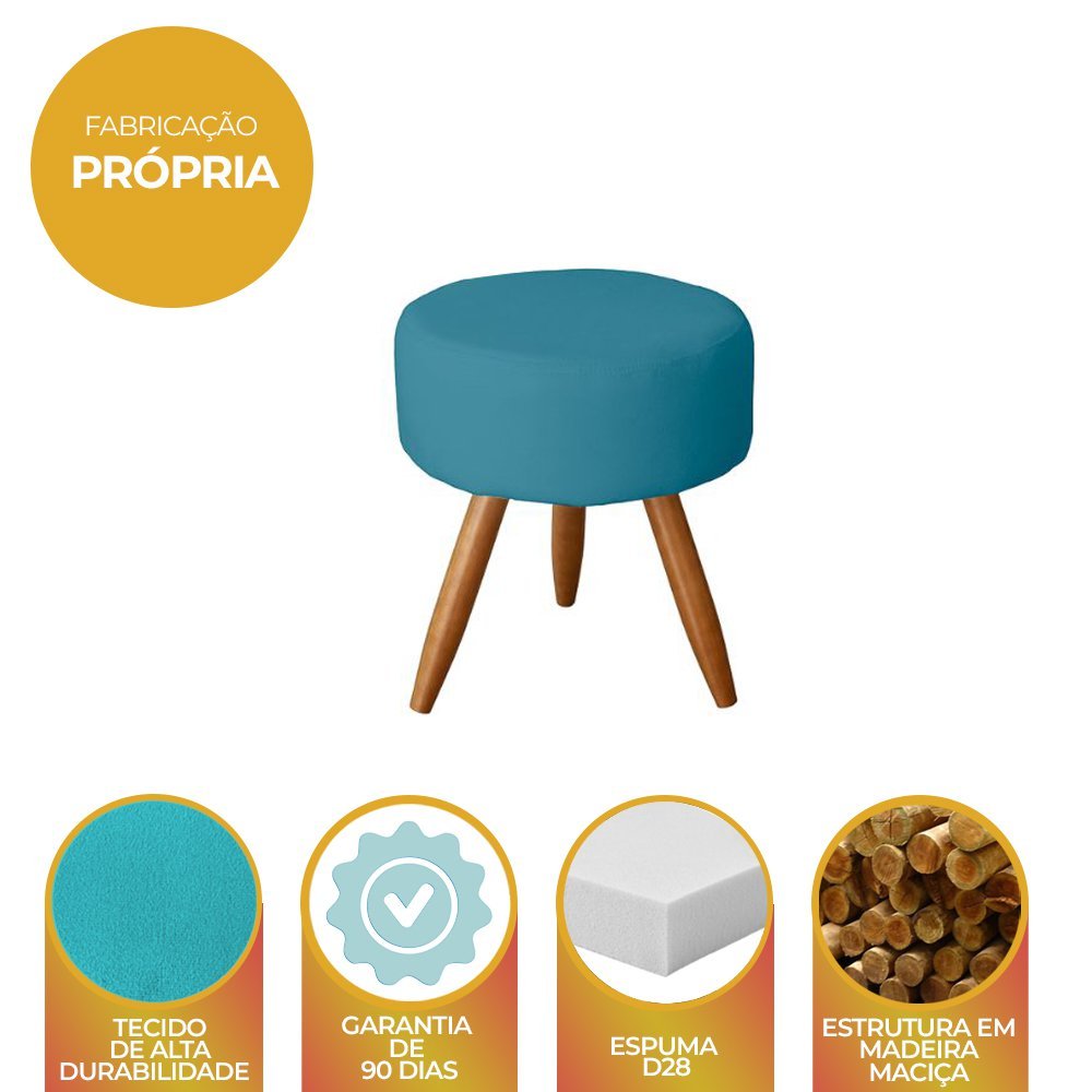 Kit 3 Puffs Decorativos Redondo 40cm Sofia Suede - Mafer: Turquesa ...