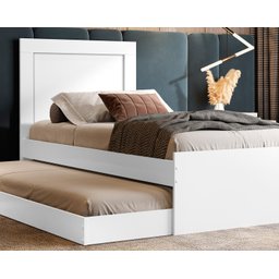 Bicama Solteiro Com Cama Auxiliar Bibox com Colchão Luara Branco - 3