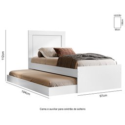 Bicama Solteiro Com Cama Auxiliar Bibox com Colchão Luara Branco - 4