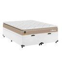 Ver imagem 6 de Cama Box Baú Casal Bipartido Couro Branco + Colchão Life D33 Pillow Top 61x138x188cm Bege