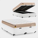 Ver mais imagens de Cama Box Baú Casal Bipartido Couro Branco + Colchão Life D33 Pillow Top 61x138x188cm Bege