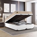 Ver imagem 2 de Cama Box Baú Casal Bipartido Couro Branco + Colchão Life D33 Pillow Top 61x138x188cm Bege