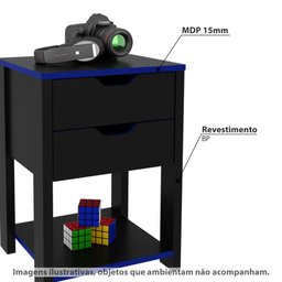Gaveteiro Gamer com 2 Gavetas - Preto/Azul - 2