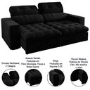 Ver imagem 4 de Sofá Retrátil e Reclinável 3 Lugares 200cm Viena A12 Suede Preto - Mpozenato