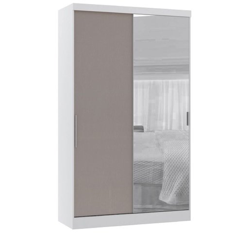 Guarda Roupa Modulado 134,50cm 2 Portas de Correr com Espelho Alpes Luciane Móveis