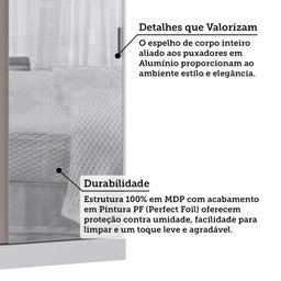 Guarda Roupa Modulado 134,50cm 2 Portas de Correr com Espelho Alpes Luciane Móveis - 4