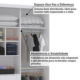 Guarda Roupa Modulado 134,50cm 2 Portas de Correr com Espelho Alpes Luciane Móveis - 5
