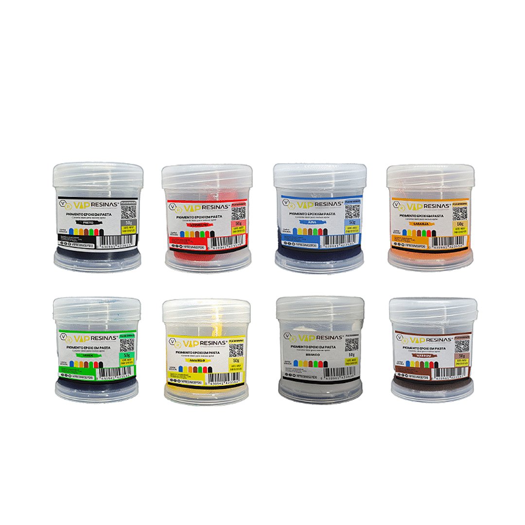Kit 8 Pigmento Epóxi P/resina 100g Cores Sólidas Vipresinas - 1