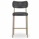 Ver imagem 2 de Kit 2 Banquetas Alta Sala de Jantar Lisa Pés Champanhe PU Preto m² - Monari Design
