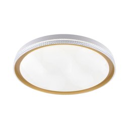 Plafon de Sobrepor Redondo Acrilico Branco e Dourado 40cm Led 60w 3 Cores Bivolt Paris Luz - 1