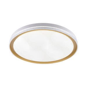 Plafon de Sobrepor Redondo Acrilico Branco e Dourado 40cm Led 60w 3 Cores Bivolt Paris Luz