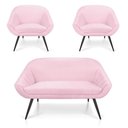 Ver imagem 4 de Kit 01 Namoradeira 02 Lugares e 02 Poltronas Giovana Suede Rosa Bebê de Ferro