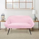 Ver mais imagens de Kit 01 Namoradeira 02 Lugares e 02 Poltronas Giovana Suede Rosa Bebê de Ferro