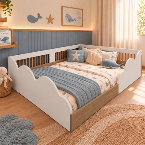 Cama Infantil Montessoriana Casal Onda