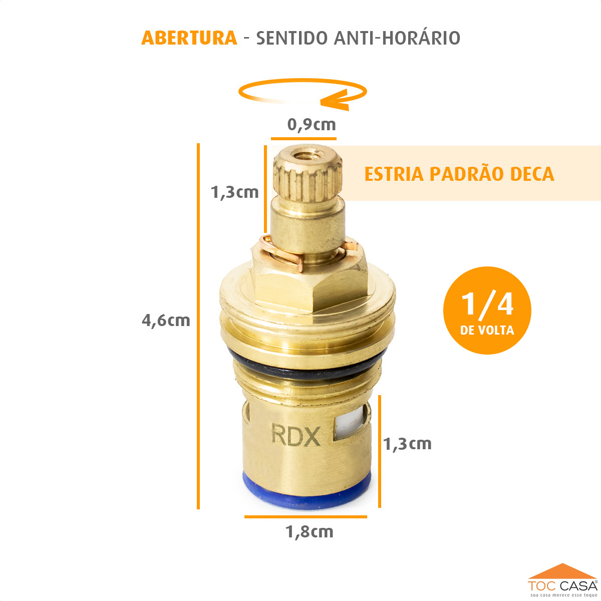 Reparo De Torneira 1/4 De Volta M22 Estria Padrão Deca Azul - 3