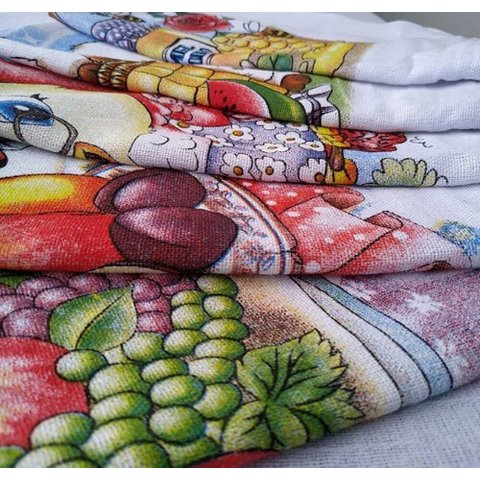 Kit 5 Panos de Prato 100% Algogao 38x65 Estampado Pe de Galinha