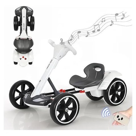 Kart Eletrico Infantil Dobravel Ate 65kg com Led e Controle - Xcell - Branco