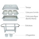 Ver imagem 3 de Kit 3 Rechaud Retangular 9 L com 3 Cubas 1/3 Banho Maria Brinovar